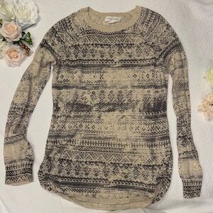 Treasure & Bond Beige and Grey Patterned Sweater